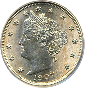 image for: 1907 5c PCGS MS65