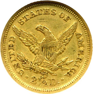 image for: 1845-D $2 1/2 NGC AU55