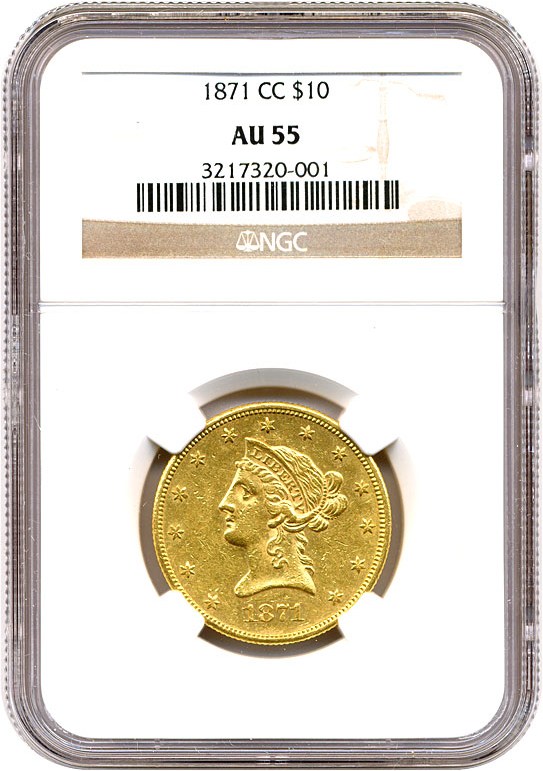 image for: 1871-CC $10 NGC AU55