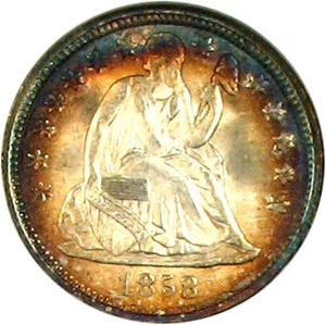 image for: 1858 10c NGC/CAC MS65 * Color *