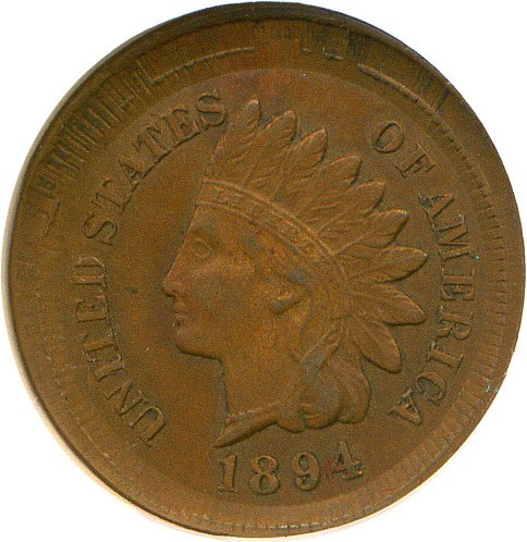image for: Mint Error: 1894 1c NGC MS62 BN (Broadstruck with Reverse Brockage) *Eagle Eye Sticker*