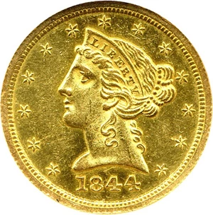 image for: 1844-O $5 DGS AU58 (Lightly Cleaned)
