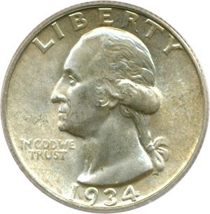 image for: 1934 25c PCGS MS64 (Light Motto)