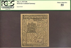 image for: Delaware: 1777 20s 1-May PCGS AU55 (Fr.DE92)