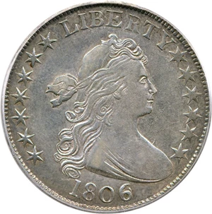 image for: 1806 50c PCGS AU50 (6/Inverted 6) ex:Meyer