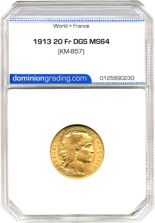 image for: France: 1913 20 Fr (KM-857) DGS MS64