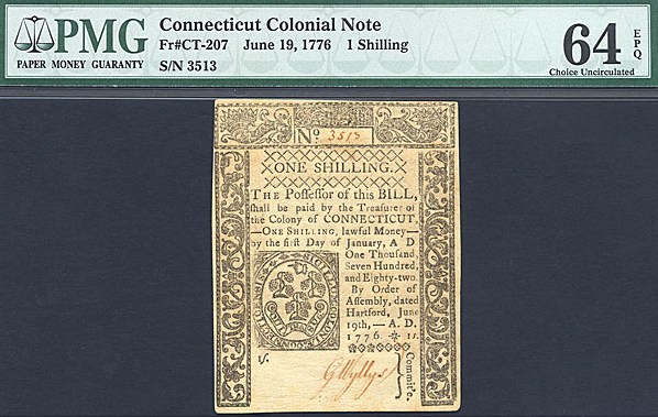 image for: Connecticut: 1776 1s 19-Jun PMG Choice CU64 EPQ (Fr.CT207)