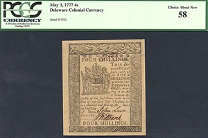 image for: Delaware: 1777 4s 1-May PCGS AU58 (Fr.DE88)