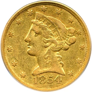 image for: 1854-C $5 PCGS XF40