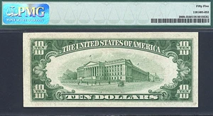 image for: 1934C $10 PMG AU55 (Fr.2008-I, IA Block, Wide)