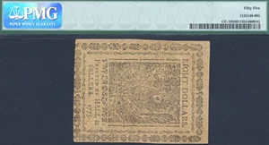 image for: Cont Congress: 1775 $8 November 29 PMG AU55 (Fr.CC18)