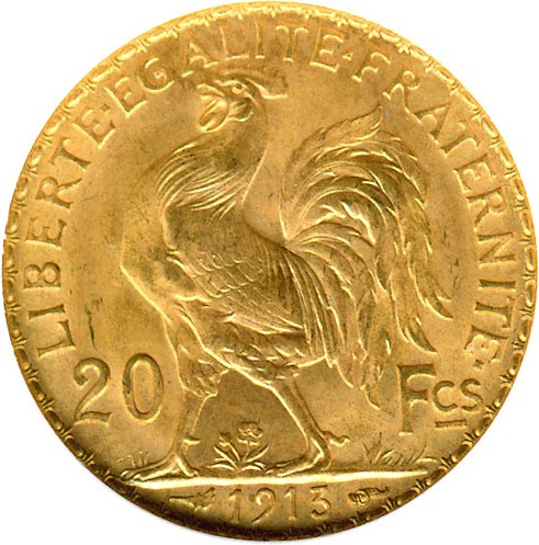 image for: France: 1913 20 Fr (KM-857) DGS MS64