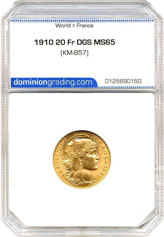 image for: France: 1910 20 Fr (KM-857) DGS MS65