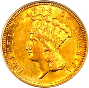 image for: 1854 $3 PCGS AU58
