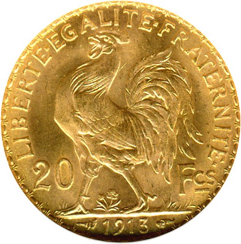 image for: France: 1913 20 Fr (KM-857) DGS MS65