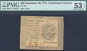 image for: Cont Congress: 1778 $20 26-Sep PMG AU53 EPQ (Fr.CC82)