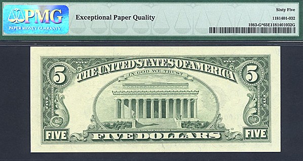 image for: Fr.1983G (G* Block) 1993 $5 Fort Worth, TX PMG Gem CU65 EPQ [G00453097] *Star* 