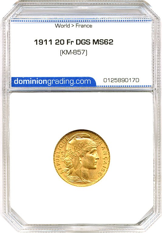 image for: France: 1911 20 Fr (KM-857) DGS MS62