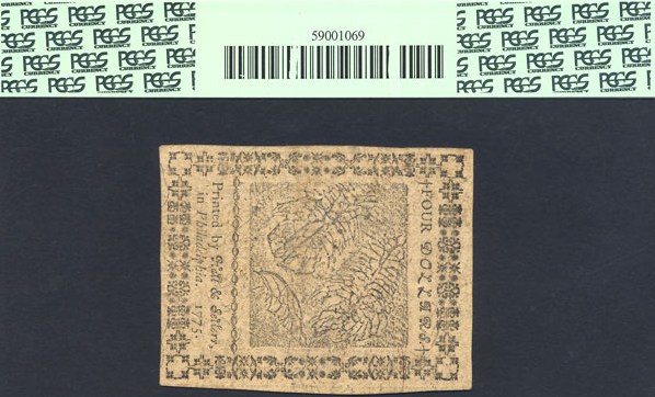 image for: Cont Congress: 1775 $4 November 29 PCGS AU58 (Fr.CC14)