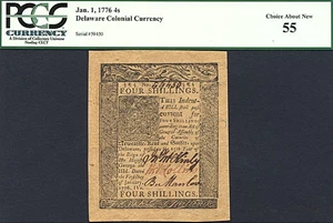 image for: Delaware: 1776 4s 1-Jan PCGS AU55 (Fr.DE76)
