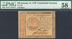 image for: Cont Congress: 1779 $70 14-Jan PCGS AU58 (Fr.CC101)