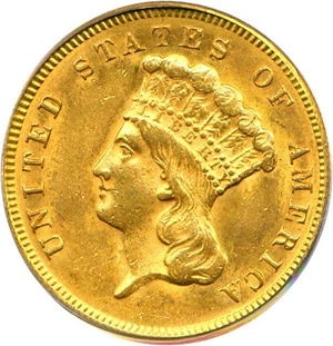 image for: 1874 $3 PCGS MS62
