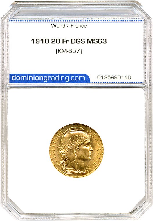 image for: France: 1910 20 Fr (KM-857) DGS MS63