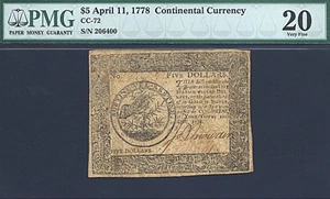 image for: Cont Congress: 1778 $5 11-Apr PMG VF20 (Fr.CC72)