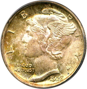 image for: 1923-S 10c PCGS/CAC MS65 FB * Color *