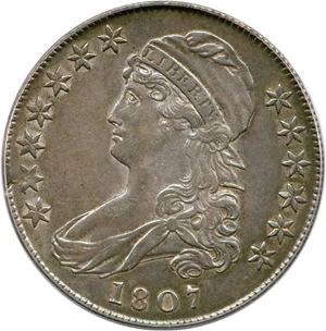 image for: 1807 Capped Bust 50c PCGS AU50 (O-112, Large Stars 50/20)