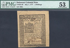image for: Delaware: 1777 4s 1-May PMG AU53 (Fr.DE88)