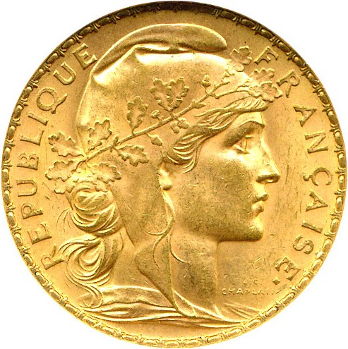 image for: France: 1911 20 Fr (KM-857) DGS MS62