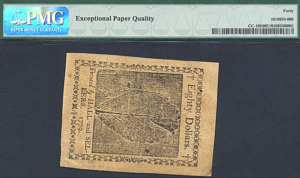 image for: Cont Congress: 1779 $80 14-Jan PCGS XF40 EPQ (Fr.CC102)