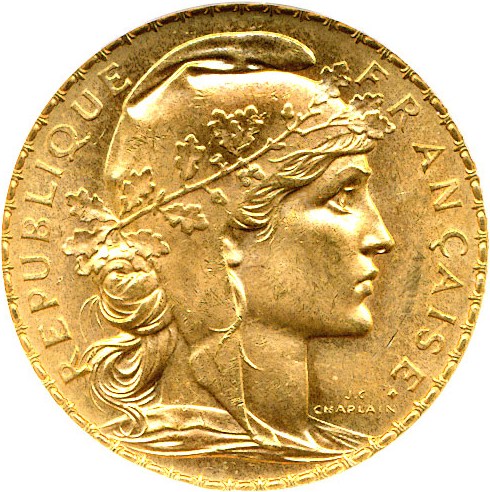 image for: France: 1911 20 Fr (KM-857) DGS MS63