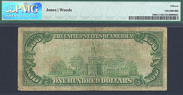 image for: Fr.1804-1 1929 $100  PMG F15 #5550 Hawaii [E001671A]