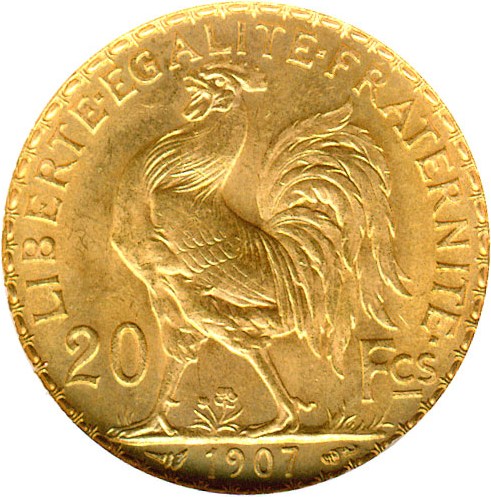image for: France: 1907 20 Fr (KM-857) DGS MS64