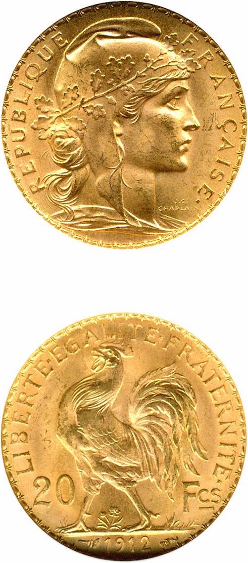 image for: France: 1912 20 Fr (KM-857) DGS MS64
