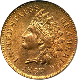 image for: 1867 1c PCGS MS65 RD