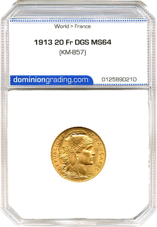image for: France: 1913 20 Fr (KM-857) DGS MS64