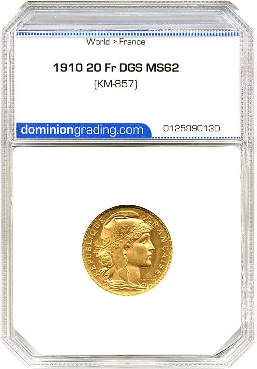 image for: France: 1910 20 Fr (KM-857) DGS MS62