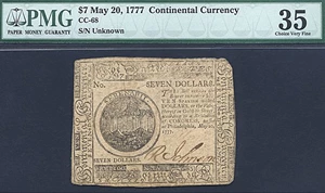 image for: Cont Congress: 1777 $7 20-May PMG VF35 (Fr.CC68)