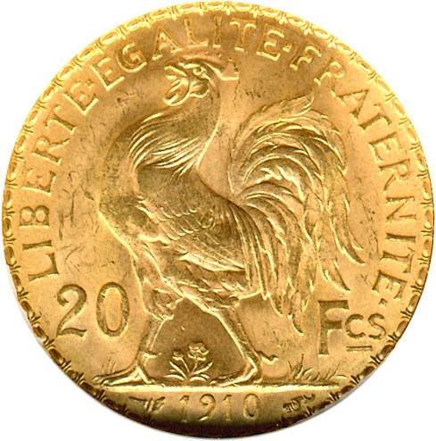 image for: France: 1910 20 Fr (KM-857) DGS MS65