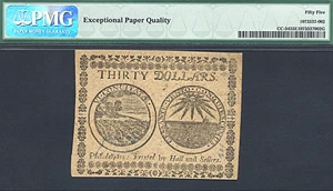 image for: Cont Congress: 1776 $30 2-Nov PMG AU55 EPQ (Fr.CC54)