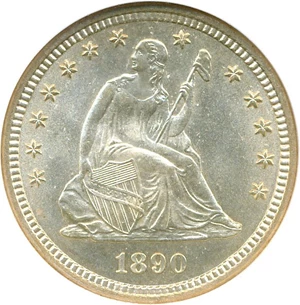 image for: 1890 25c NGC MS67