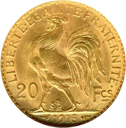 image for: France: 1913 20 Fr (KM-857) DGS MS64