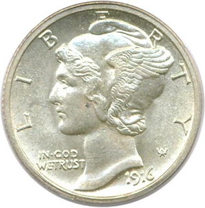 image for: 1916-S Mercury 10c PCGS MS63