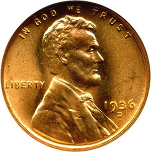 image for: 1936-D 1c NGC MS66 RD