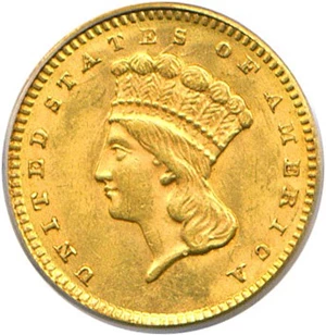 image for: 1861 G$1 PCGS MS63