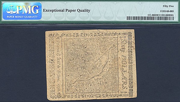 image for: Cont Congress: 1778 $60 26-Sep PMG AU55 EPQ (Fr.CC86)