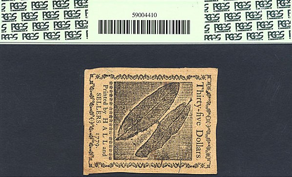 image for: Cont Congress: 1779 $35 14-Jan PCGS AU55 PPQ (Fr.CC94)